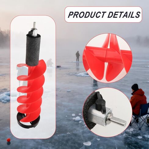 Ice Auger Drill Attachment Fast Cutting Metal Ice Fishing Drill Burrowing Tool for Winter Sports Outdoor Supplies Stainless Steel- 8 inch in Saudi Arabia