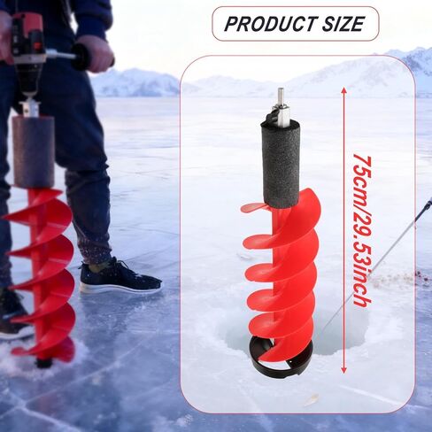 Ice Auger Drill Attachment Fast Cutting Metal Ice Fishing Drill Burrowing Tool for Winter Sports Outdoor Supplies Stainless Steel- 8 inch in Saudi Arabia