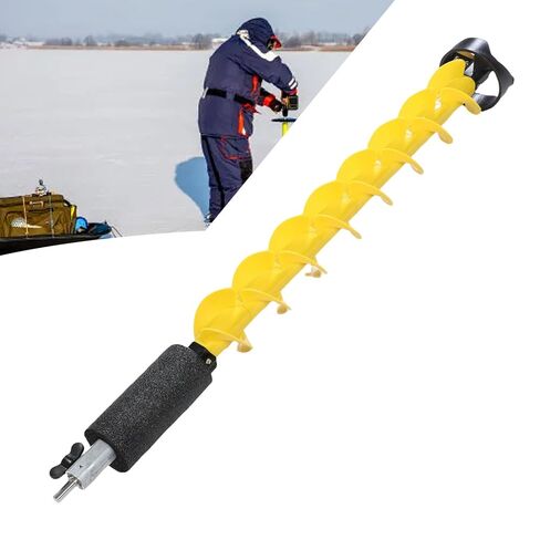 Luocute نايلون Ice Auger، مثقاب كهربائي لاسلكي لصيد الأسماك على الجليد بقطر 5 بوصات وطول 41.3 بوصة محول حفر عالمي مع محول وقضيب تمديد، رف قضيب الصيد in Kuwait