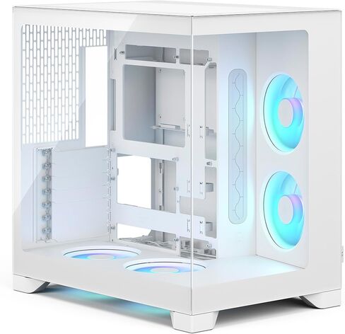 Fractal Design Pop 2 Vision White RGB Panoramic Glass PC Gaming Case - Dual-Chamber Layout - Four RGB Reverse Fans Included – Reverse Connector & ATX/E-ATX/mATX/ITX in Saudi Arabia