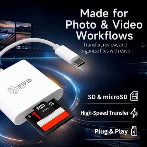 USB C Card Reader, High Speed USB 3.0 Dual Slot SD/TF Micro SD Adapter, 5Gbps Data Transfer for iPhone 17/16/15 Pro Max, iPad Pro/Air, MacBook M4/M3, GoPro, Dash Cam, Android & PC in Saudi Arabia