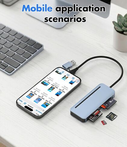 قارئ بطاقات CFast - محول بطاقات USB 3.0 بسرعة 5 جيجابت في الثانية 6 في 1 CFast/CF/SD/TF/MS/XD، قراءة متزامنة 6 بطاقات، محول بطاقة الألومنيوم CFast 2.0/Memory Stick Pro Duo لهاتف iPhone 15/16/17، Android، MacBook، الكمبيوتر الشخصي in Kuwait