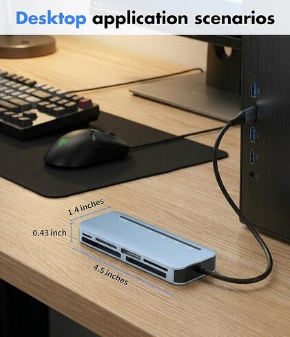 قارئ بطاقات CFast - محول بطاقات USB 3.0 بسرعة 5 جيجابت في الثانية 6 في 1 CFast/CF/SD/TF/MS/XD، قراءة متزامنة 6 بطاقات، محول بطاقة الألومنيوم CFast 2.0/Memory Stick Pro Duo لهاتف iPhone 15/16/17، Android، MacBook، الكمبيوتر الشخصي in Kuwait