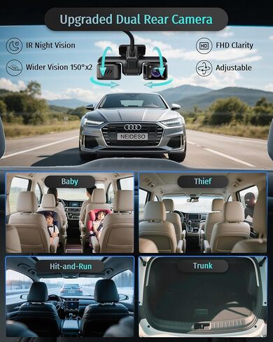 كاميرا Neideso 5 Channel 360° Dash Cam أمامية وخلفية، 2.7K + 4*1080P، مستشعر STARVIS 2، تنبيه تعب السائق AI، كاميرا عدادات السيارة WiFi GPS بسرعة 5 جيجاهرتز، رؤية ليلية HDR، بطاقة 128 جيجابايت مجانية، وضع ركن السيارة 24 ساعة، N900Ultra in Kuwait