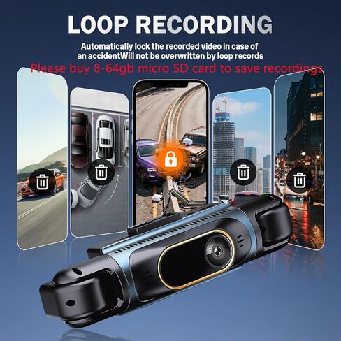 Car Camera Dash Cam Front and Rear Left Right, 4-Channel Video Recording WiFi Dashcam with Phone APP 360 Degree Car Security, HD 2K Car Dashboard Night Vision 24 Hours Parking Monitor G-Sensor in Saudi Arabia