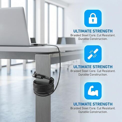 Laptop Lock Notebook Combination Lock Security Cable 4 Digit Password Protections and Theft Deterrent Suitable for 3 * 5mm Keyholes in Saudi Arabia