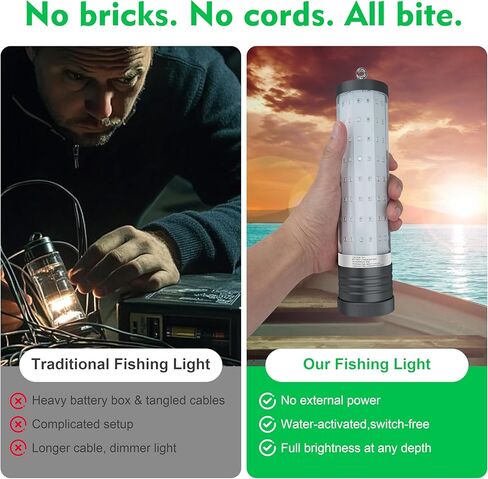 Green Blob Outdoors Rechargeable Underwater Fishing Light 10000mAh, IP68 Waterproof, 4.5 Hours Runtime, Fish Attractor for Snook, Bass, Crappie, Striper, Baitfish, Catfish for Docks and Boats in Saudi Arabia