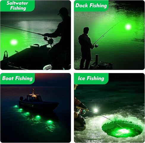 Green Blob Outdoors Rechargeable Underwater Fishing Light 10000mAh, IP68 Waterproof, 4.5 Hours Runtime, Fish Attractor for Snook, Bass, Crappie, Striper, Baitfish, Catfish for Docks and Boats in Saudi Arabia
