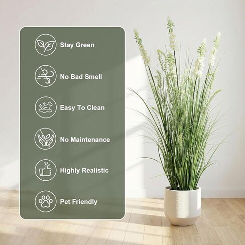 Artificial Cattail Reed Grass Plant 4ft-2 Set, 48in Tall Faux Onion Grass in Pot, Fake Horsetail Reed Grass for Indoor Home House Room Floor Wedding Decor, Housewarming Gift in Saudi Arabia