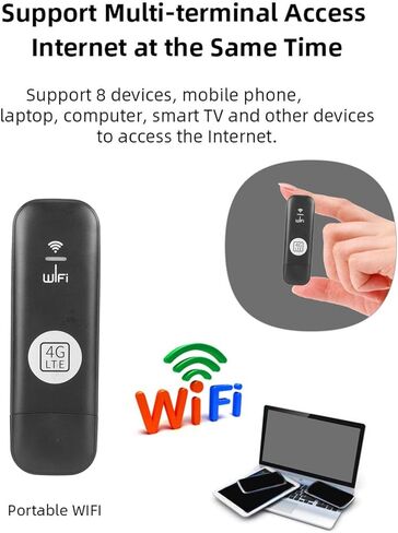 مودم واي فاي USB 4G LTE، نقطة اتصال محمولة عالية السرعة 150 ميجابت في الثانية للسفر مع فتحة لبطاقة SIM لأجهزة الكمبيوتر اللوحية وأجهزة الكمبيوتر المحمولة والهواتف الذكية in Saudi Arabia