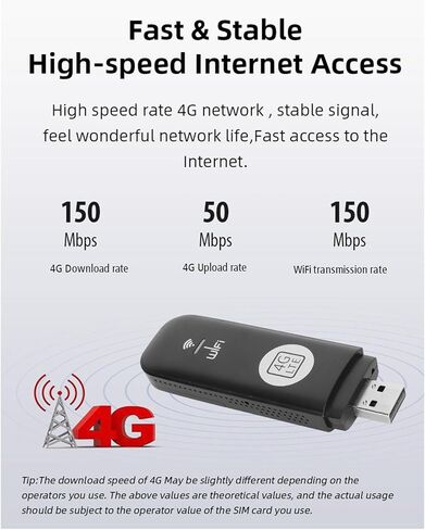 مودم واي فاي USB 4G LTE، نقطة اتصال محمولة عالية السرعة 150 ميجابت في الثانية للسفر مع فتحة لبطاقة SIM لأجهزة الكمبيوتر اللوحية وأجهزة الكمبيوتر المحمولة والهواتف الذكية in Saudi Arabia