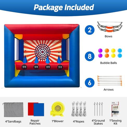 Inflatable Archery Range Floating Ball Shooting Game with 2 Longbows 6 Arrows 8 Balls & Blower, Interactive Archery Target for Outdoors Sports, Commercial Activities, Carnival Games in Saudi Arabia