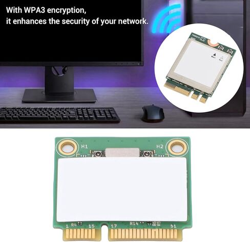 Yunseity WiFi 6 Wireless Card, MINI PCIe Bluetooth 5.3 Band 5400Mbps Laptop Network Adapter with Dual 8dBi Antennas, for 10 11 in Saudi Arabia