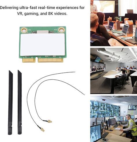 Yunseity WiFi 6 Wireless Card, MINI PCIe Bluetooth 5.3 Band 5400Mbps Laptop Network Adapter with Dual 8dBi Antennas, for 10 11 in Saudi Arabia