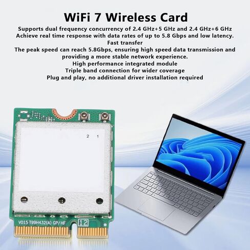Cuifati WiFi 7 Wireless Card Band 2.4G 5G 6GHz 5.8Gbps M.2 Network Adapter Module with 4K QAM 320MHz Support in Saudi Arabia
