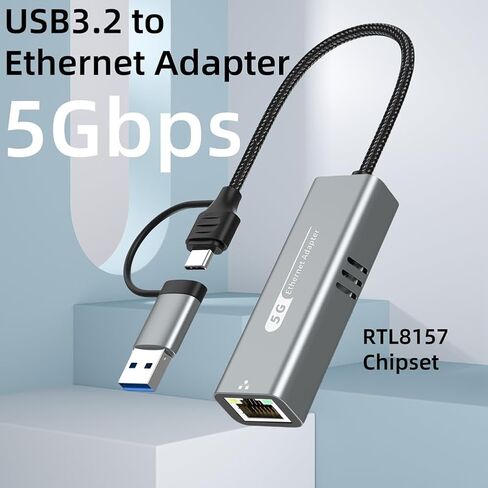 محول إيثرنت USB 3.2 إلى 5 جيجابت في الثانية RTL8157 5000 ميجابت في الثانية RJ45 محول شبكة لأجهزة الكمبيوتر المحمول يدعم 5G، 2.5G، 1G، 100Mbps in Saudi Arabia