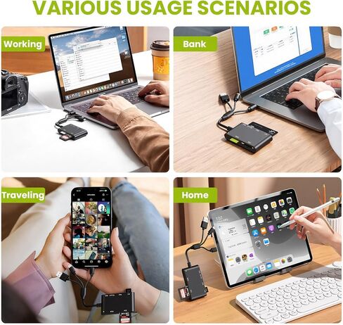 SIM Card Reader for iPhone/PC, 7 in 3 Lightning/USB-A/USB-C CAC Reader Military Smart Card Reader & SD/TF/M2/ID/IC/SIM/PIV/Ms Pro Duo Card Reader for iPhone/iPad/PC/Laptop/Windows/Linux Plug and Play in Saudi Arabia