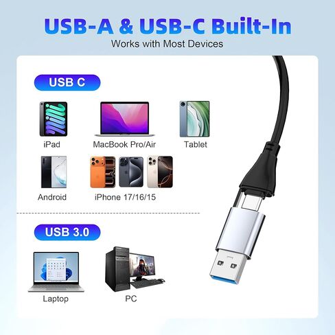 7-in-2 Memory Stick Pro Duo Card Reader, USB-A & USB-C Multi-Card Reader for SD/TF/CF/MS/XD Memory Cards, 5Gbps High-Speed Transfer, SD Card Reader for iPhone 15/16/17, MacBook, iPad, Android, Camera in Saudi Arabia