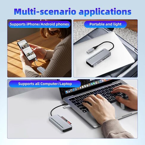 7-in-2 Memory Stick Pro Duo Card Reader, USB-A & USB-C Multi-Card Reader for SD/TF/CF/MS/XD Memory Cards, 5Gbps High-Speed Transfer, SD Card Reader for iPhone 15/16/17, MacBook, iPad, Android, Camera in Saudi Arabia