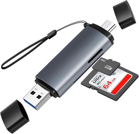 قارئ بطاقة SD USB C، USB 3.0 قارئ بطاقة Micro SD 2 في 1 قارئ بطاقة ذاكرة لـ SD/Micro SD/SDHC/SDXC/MMC، متوافق مع iPhone 17/16/15، MacBook Pro/Air، iPad، PC، Android in Kuwait