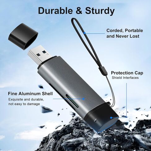 قارئ بطاقة SD USB C، USB 3.0 قارئ بطاقة Micro SD 2 في 1 قارئ بطاقة ذاكرة لـ SD/Micro SD/SDHC/SDXC/MMC، متوافق مع iPhone 17/16/15، MacBook Pro/Air، iPad، PC، Android in Kuwait