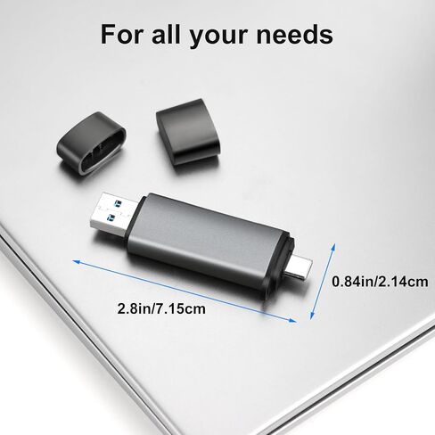 قارئ بطاقة SD USB C، USB 3.0 قارئ بطاقة Micro SD 2 في 1 قارئ بطاقة ذاكرة لـ SD/Micro SD/SDHC/SDXC/MMC، متوافق مع iPhone 17/16/15، MacBook Pro/Air، iPad، PC، Android in Kuwait