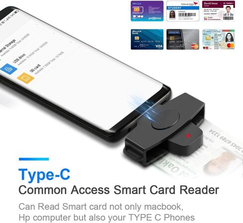 USB Type-C Smart Card Reader, Compatible with MacBook, Samsung, Huawei, Lenovo, Microsoft, Dell, Government ID Cards, CAC Cards in Saudi Arabia