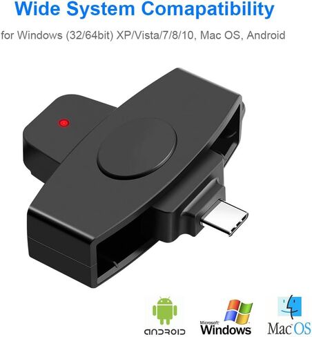 USB Type-C Smart Card Reader, Compatible with MacBook, Samsung, Huawei, Lenovo, Microsoft, Dell, Government ID Cards, CAC Cards in Saudi Arabia