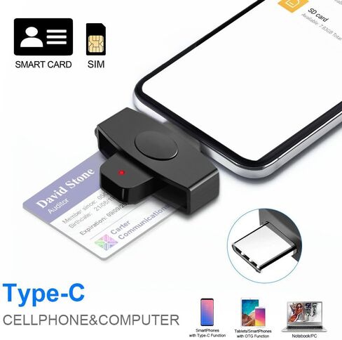 USB Type-C Smart Card Reader, Compatible with MacBook, Samsung, Huawei, Lenovo, Microsoft, Dell, Government ID Cards, CAC Cards in Saudi Arabia