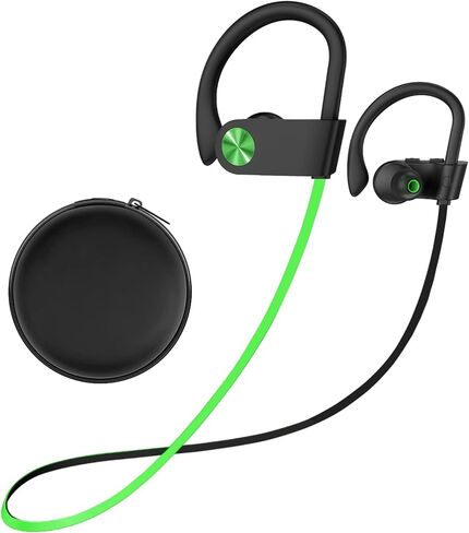 Stiive Bluetooth Headphones, 5.3 Wireless Sports Earbuds IPX7 Waterproof with Mic, Stereo Sweatproof in-Ear Earphones, Noise Cancelling Headsets for Gym Running Workout, 16 Hours Playtime - GreenBlack in Saudi Arabia
