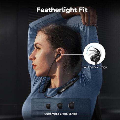 CXK Neckband Bluetooth Headphones, Bluetooth 5.3 Headphones 80Hrs Extra Long Playtime Stereo Bass in-Ear Headsets with Mic, IPX6 Waterproof Earphones, Neckband Earbuds for Sport, Business, Black in Saudi Arabia