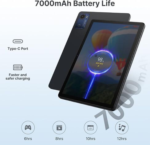 جهاز لوحي Android 16 مقاس 10.1 بوصة 2026، جهاز لوحي بمعالج ثماني النواة مع ذاكرة وصول عشوائي سعتها 12 جيجابايت + ذاكرة تخزين داخلية 64 جيجابايت + 512 جيجابايت قابلة للتوسيع، أجهزة لوحية بكاميرا 5+13 ميجابكسل مع بطارية 7000 مللي أمبير في الساعة، جيميني AI، in Kuwait