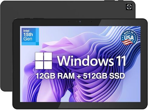 جهاز الكمبيوتر اللوحي Fusion5 2026 الإصدار الجديد 10.1 بوصة Windows 11 - مدمج في الولايات المتحدة الأمريكية - وحدة المعالجة المركزية من الجيل الخامس عشر، وذاكرة الوصول العشوائي DDR5 سعة 12 جيجابايت، ومحرك أقراص SSD سعة 512 جيجابايت، وشاشة 10 بوصة FHD+، مع in Kuwait