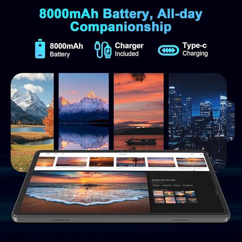 Suicoey 2026 Tablet with Keyboard, 26GB + 256GB (2TB Expand), 10 inch Android 15 Tablets with Octa Core, Gemini AI, 5G WiFi, 8000mAh, BT 5.0, 2 in 1 AI Tablet with Case, Mouse, Stylus (Black Case) in Saudi Arabia