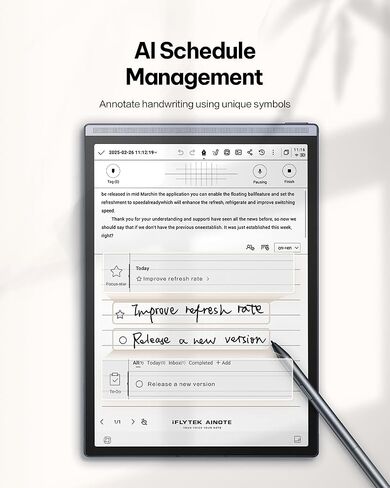iflytek AINOTE Air 2 Bundle - Black Folio Case, 8.2-inch AI Note-Taking Tablet Writing Paper Tablets, Digital Notebook with Pen, Voice-to-Text Transcription, Chatgpt Support (Renewed) in Saudi Arabia