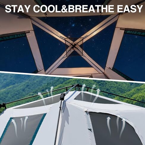 6 Person Instant Camping Tent with Rainfly, 60s Easy Setup Family Cabin Tent 10x9ft, 1200mm Waterproof & Skylight Ventilation, Portable Shelter for Outdoor Camping, Hiking, Backyard in Saudi Arabia