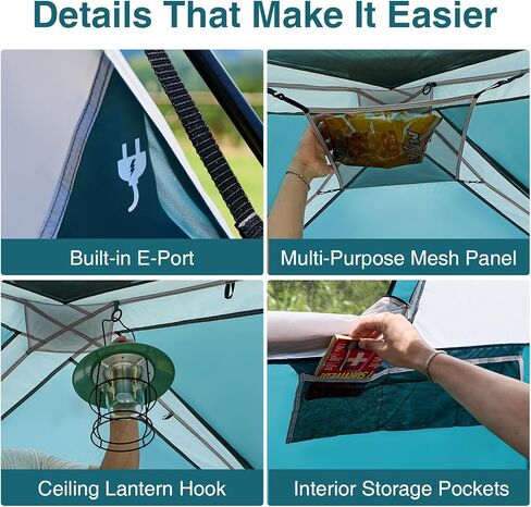 6 Person Instant Camping Tent with Rainfly, 60s Easy Setup Family Cabin Tent 10x9ft, 1200mm Waterproof & Skylight Ventilation, Portable Shelter for Outdoor Camping, Hiking, Backyard in Saudi Arabia