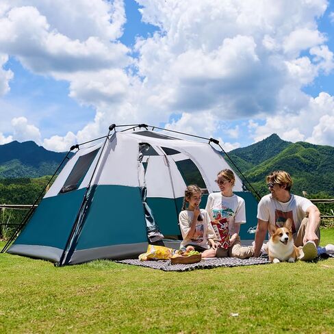 6 Person Instant Camping Tent with Rainfly, 60s Easy Setup Family Cabin Tent 10x9ft, 1200mm Waterproof & Skylight Ventilation, Portable Shelter for Outdoor Camping, Hiking, Backyard in Saudi Arabia