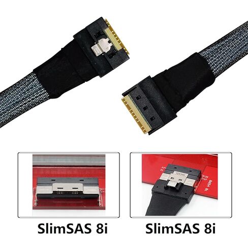SlimSAS 8i to 8i Cable, Internal Mini SAS HD to SlimSAS X8 Adapter 0.5M, High-Speed Connector for NVMe RAID Controller Card Server Storage in Kuwait
