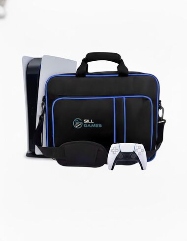 Sill Games Carrying Case compatible with PS5 with Strap, Protective PlayStation 5 Travel Bag for Console, Controllers & Game Discs, Durable PS5 Case Travel Organizer with Bag & Waterproof Pouch in Saudi Arabia