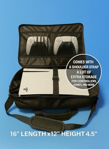 Sill Games Carrying Case compatible with PS5 with Strap, Protective PlayStation 5 Travel Bag for Console, Controllers & Game Discs, Durable PS5 Case Travel Organizer with Bag & Waterproof Pouch in Saudi Arabia