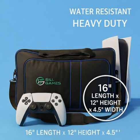 Sill Games Carrying Case compatible with PS5 with Strap, Protective PlayStation 5 Travel Bag for Console, Controllers & Game Discs, Durable PS5 Case Travel Organizer with Bag & Waterproof Pouch in Saudi Arabia