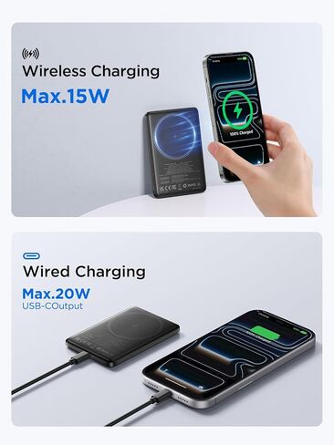 Aioneus Magsafe Portable Charger, 5000mAh Magnetic Power Bank 0.35'' Ultra Slim with 20W PD USB C Fast Charging Magsafe Battery Pack Wireless Portable Charger for iPhone 17/16/15/14/13/12 Series in Saudi Arabia
