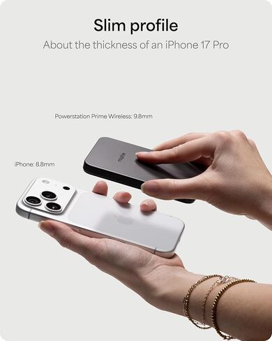 Mophie Powerstation Prime Wireless 5K Power Bank - Magnetic Wireless Portable Charger 5,000mAh Internal Battery External Battery Pack Slim Profile Travel Power Bank with Hidden Digital Display - Gray in Saudi Arabia