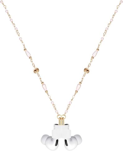 Female Magnetic Cute Gold Love Heart Beads Strap Holder Necklace Which Compatible with Airpods Pro 3 2 1 in Saudi Arabia