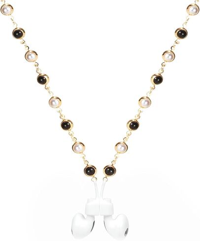 Female Magnetic Cute Gold Love Heart Beads Strap Holder Necklace Which Compatible with Airpods Pro 3 2 1 in Saudi Arabia