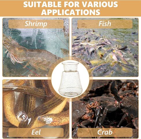 2 Pack Collapsible Fish Baskets - Galvanized Steel Wire Fishing Basket - Floatable Fishing Net Cage Minnow Bucket for Live Fish, Crab in Saudi Arabia