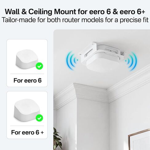 حامل حائط وسقف 2 في 1 لنظام eero 6 / eero 6+ شبكة WiFi - حامل تثبيت على الحائط معدني قوي لـ eero 6 مع تبديد الحرارة وتصميم صديق للإشارة، عبوة واحدة in Kuwait