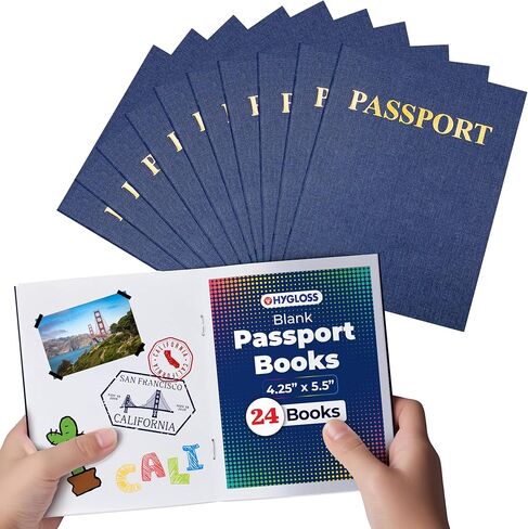 Hygloss Products Blank Passport Book - Fun Pretend Activity for Kids - Great for Classrooms & Parties - Imaginary Travel - Little Travelers Pocket Journal - 24 Blank Pages - 4 ¼" X 5 ½" - 1 Book in Saudi Arabia