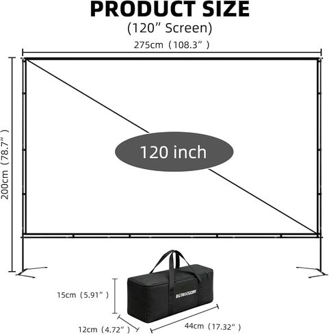120inch Outdoor Projector Screen with Stand: 16:9 4K HD Portable Projector Screen Outdoor Indoor - Projection Screen for Backyard, Camping, Theater in Saudi Arabia